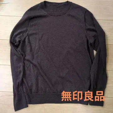 세탁 가능한 울 하이 게이지 크루넥 스웨터 다크 브라운 XL