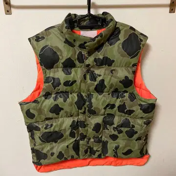 90s 다운 베스트 헌터 카모 리버서블 구제 의류 립스탑