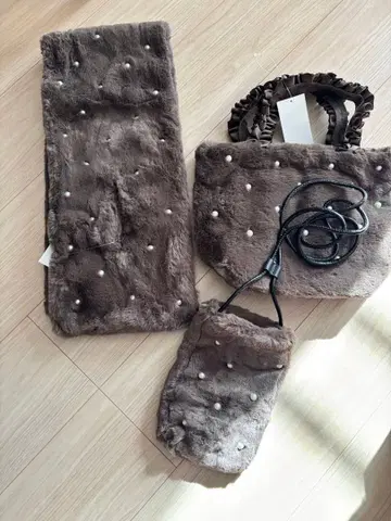 퍼 머플러 핸드백 숄더백 세트