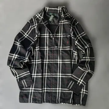 랄프 로렌 체크 무늬 얇은 소재 긴팔 집업 자켓