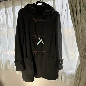 카키색 더플 코트 후드 부착