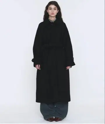 musinsa 허리 벨트 포함 블랙 롱 코트