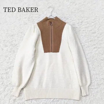 테드베이커 [코튼 혼방] 하프 지퍼 니트 풀오버 [S] 아이보리 계열