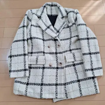 새상품 미사용 그레일 체크 무늬 라메 트위드 테일러드 자켓 F