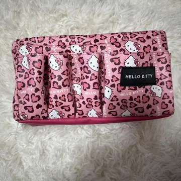 헬로키티 칸막이 수납 케이스 레오파드 무늬 아베일 메이크 박스 산리오