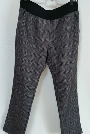 팬츠 바지 여성용 크로셰 체크 팬츠 블랙 그레이