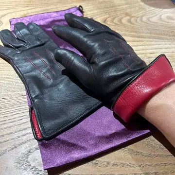가죽 장갑 블랙과 빨간색 약 22cm