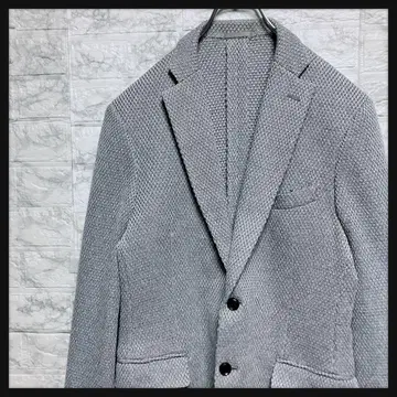 헤링본 테일러드 자켓 라이트 그레이 노치드 라펠 캐주얼