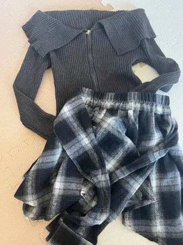 새상품 GRL 인팬 안감 부착 체크 무늬 랩풍 스커트[tu1399]