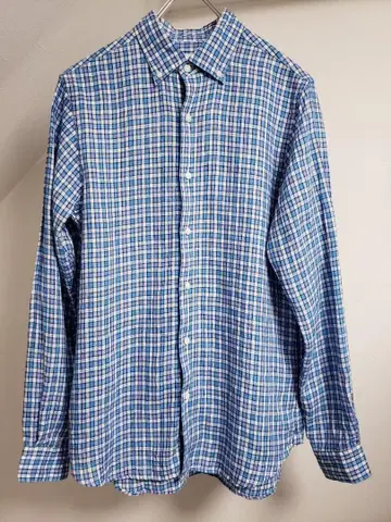 CONFECT 체크 린넨100% 긴팔 셔츠 린넨100% 3 사이즈