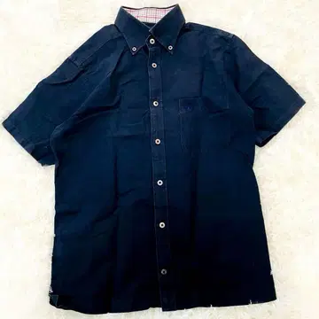 닥스 DAKS 와시콘 셔츠 반팔 M 일본제 다크 네이비