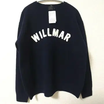 자수 로고 니트 네이비 스픽 앤 스팬