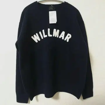 자수 로고 니트 네이비 스픽 앤 스팬