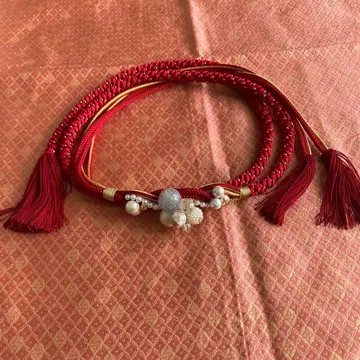 허리띠 이치쿠라 후리소데 성인식용 빨흰금 펄