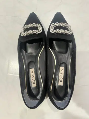 DIANA 블랙 비쥬 플랫슈즈