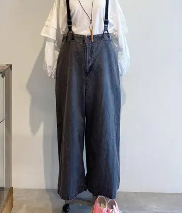 buoybuoy 와이드 팬츠 서스펜더 포함 데님 느낌