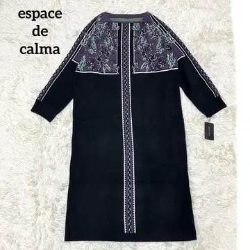 에스파스데칼마 로맨틱 플라워 니트 원피스 QVC 블랙 M 블랙