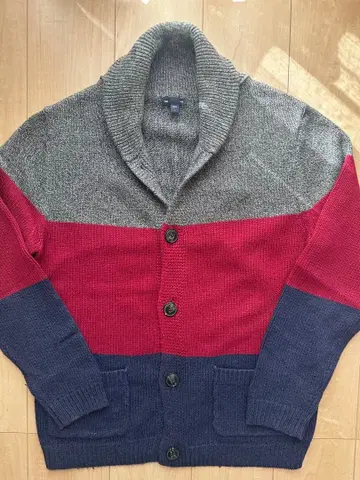 Gap 가디건 L 그레이/빨간색/네이비