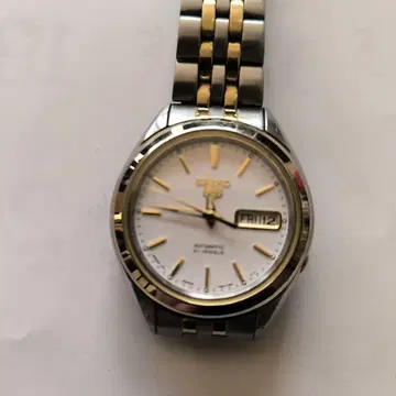 세이코 자동 와인딩 손목시계 화이트/실버/골드