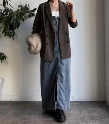 DOUDOU 리오셀 데님 점프 스커트