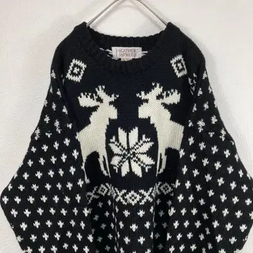 HEATHER & TWEED 올 패턴 울 니트 블랙