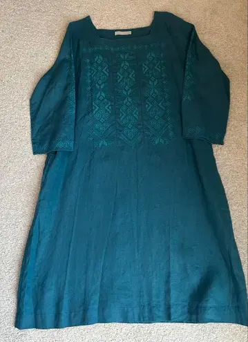 스크런치 드 마망 자수 원피스 그린 chou chou de maman