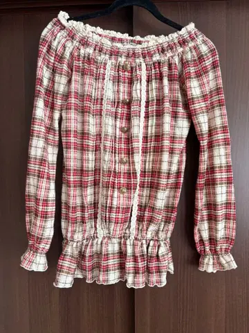 LIZLISA 체크 무늬 오프숄더