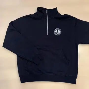 HUF 하프 지퍼 맨투맨 속기모 블랙