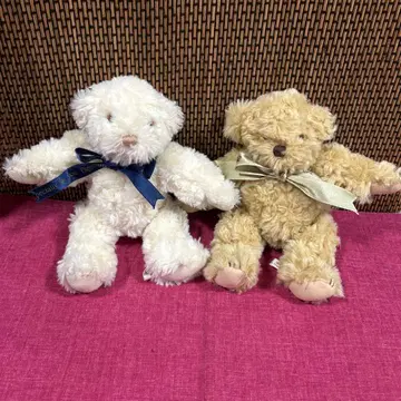 곰 봉제 인형 2개 세트 아이보리 & 베이지