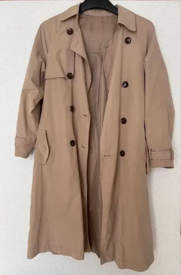 허리 리본 트렌치코트 피치 소재