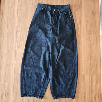 휴먼 우먼 다크 데님 와이드 팬츠