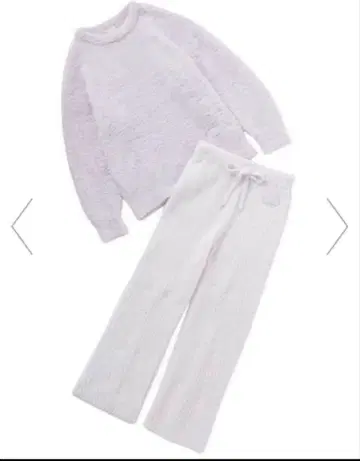 택 포함 새상품 젤라토 풀오버 & 파우더 리브 롱 팬츠 세트 화이트