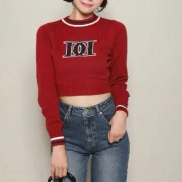 Darich 다리치 레트로 DD 로고 니트탑 레드 니트 빨간색