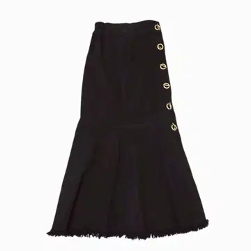 RESEXXY 머메이드 스커트 사이드 버튼&프린지 디자인 블랙 F