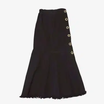 RESEXXY 머메이드 스커트 사이드 버튼&프린지 디자인 블랙 F