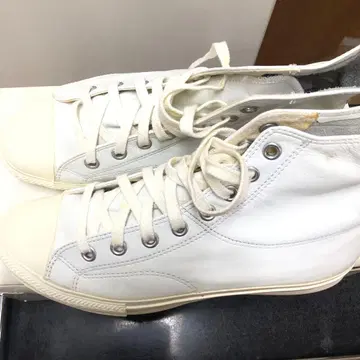 요지 야마모토 화이트 가죽 하이컷 스니커즈 25cm 미사용품