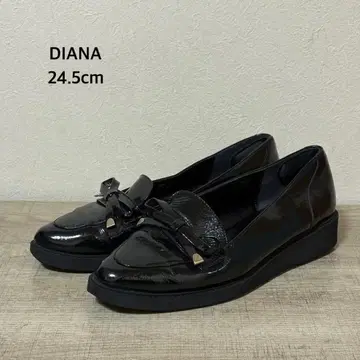 DIANA 리본 에나멜 로퍼 24.5cm 블랙
