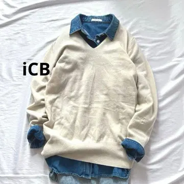 iCB 캐시미어 울 V넥 니트 풀오버 아이씨비 XL