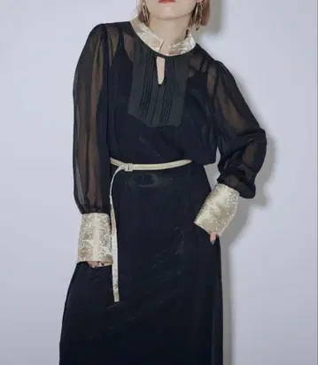 Ezick 에직 jacquard 커프스 시어 모드 드레스