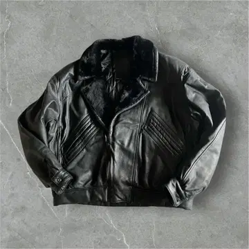 80s 90s archive 이탈리아제 무스탕 천연 가죽 봄버 자켓