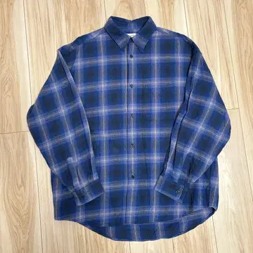 프릭스스토어 옴브레 체크 셔츠 플란넬 셔츠 블루 L