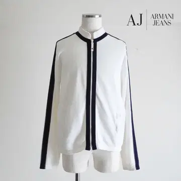 1990s ARMANI Jeans 더블 지퍼 드라이버 니트 화이트