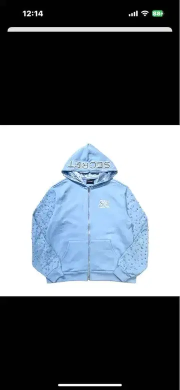 스카이블루 후드 부착 후드티 SECRET