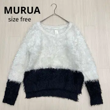 MURUA 무루아 바이컬러 샤기 니트 스웨터 free