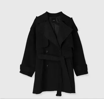 블랙 anuans 리버울 미들 트렌치코트