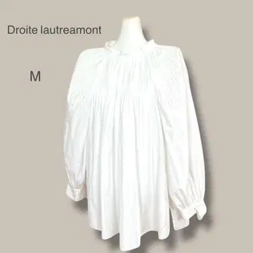 컨디션 최상 드로와트 로트레아몽 백리본 플리츠 블라우스 워셔블 화이트