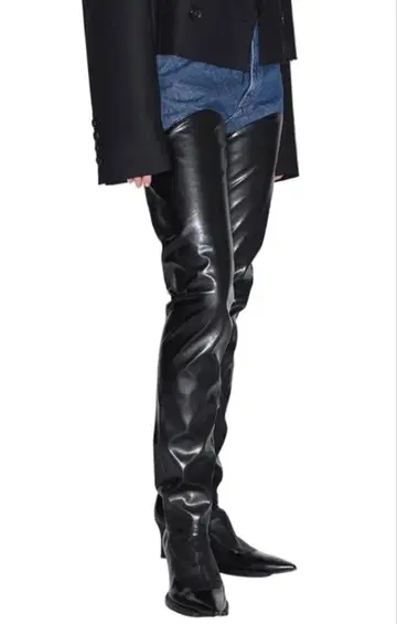 JOHN LAWRENCE SULLIVAN 데님 가죽 팬츠