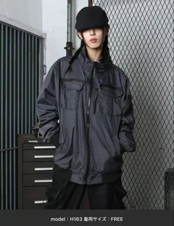 FOLLOWIN 하이넥 오버 사이즈 블루종