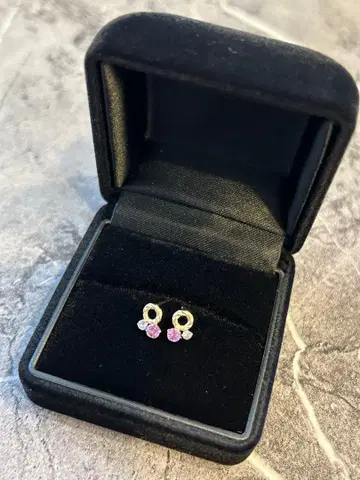 K10 핑크 스톤 블루 스톤 귀걸이