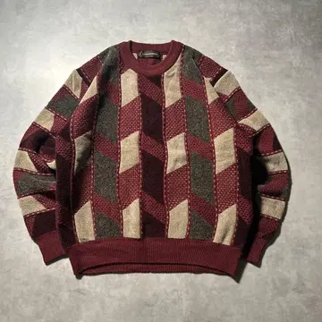 빈티지 올 패턴 기하학 무늬 레트로 디자인 니트 스웨터